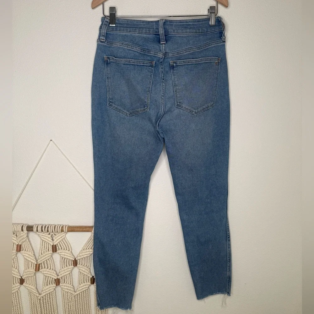 Madewell Denim Jean Curvy Skinny High-Rise Raw hem blue jeans Petite